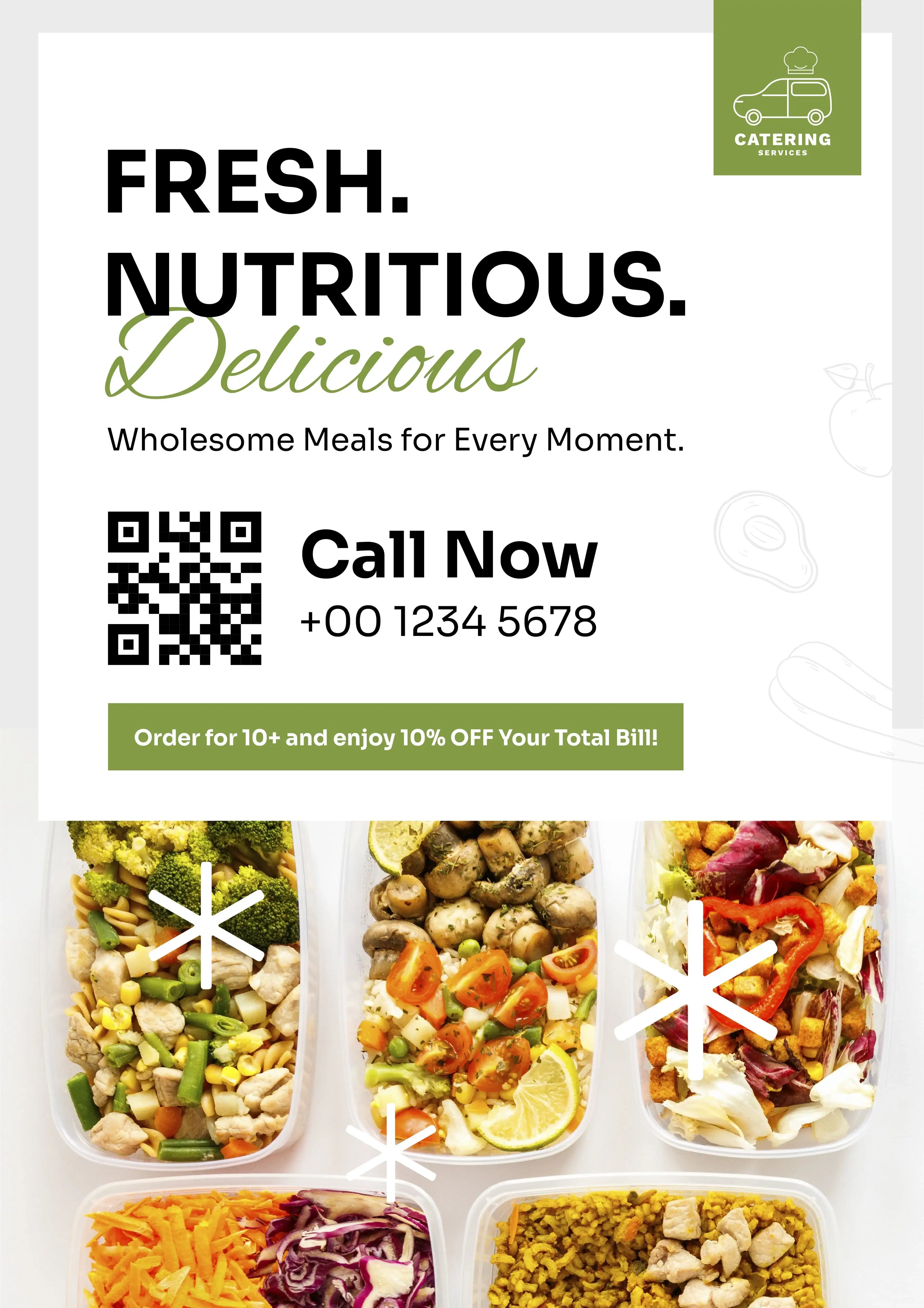 Health and wellness professional service materials with QR codes for nutrition consultation, appointment booking, and client resources