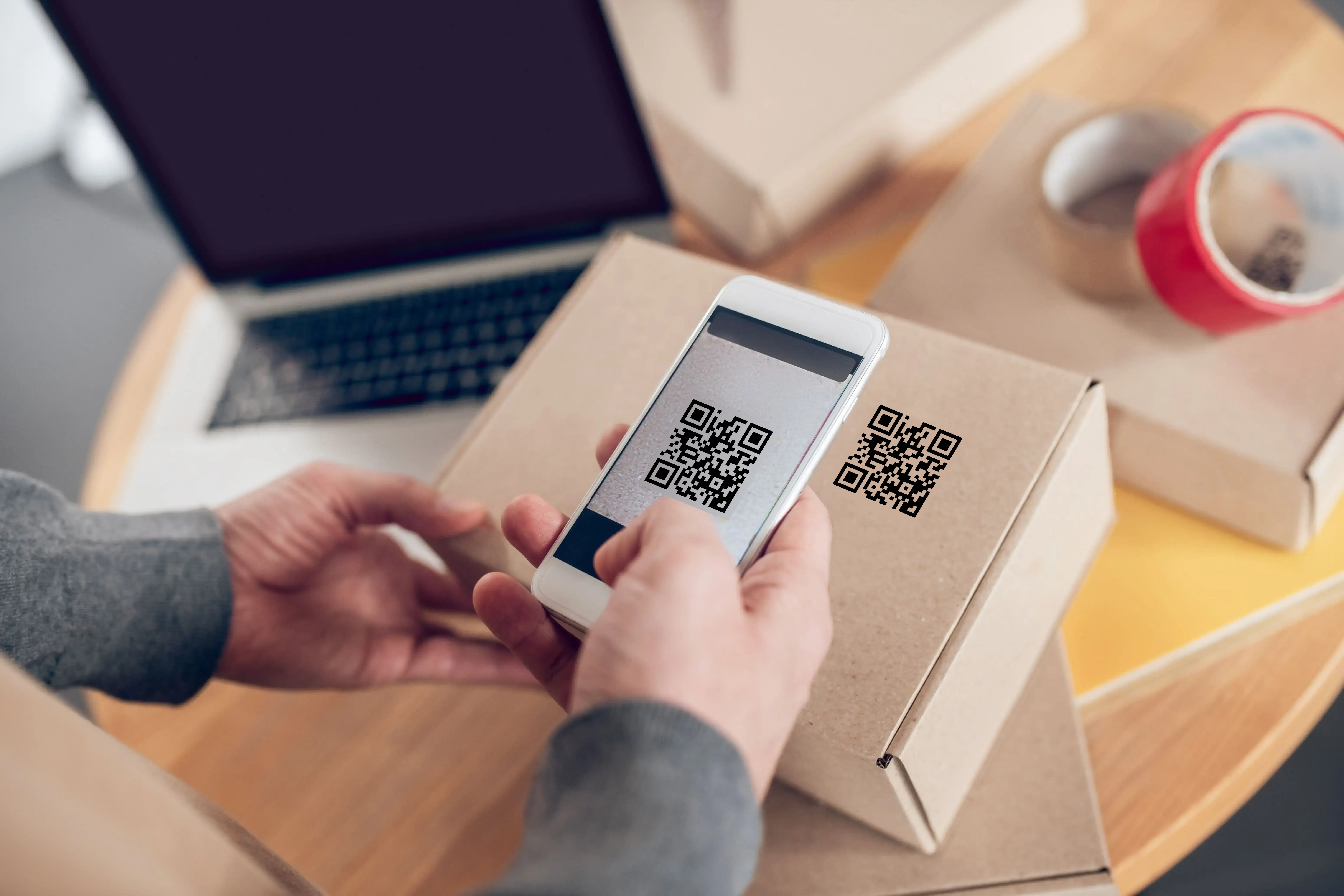 Professional accessing e-commerce platform and online services through QR code integration system