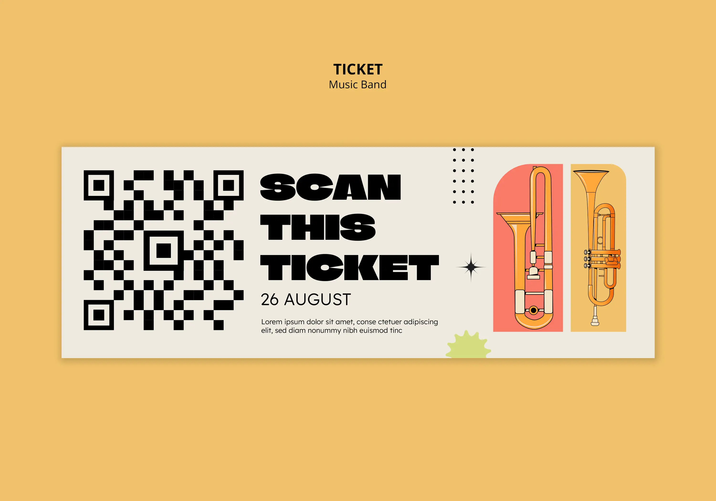 Event ticket with prominent QR code and "Scan This Ticket" call-to-action for attendee engagement
