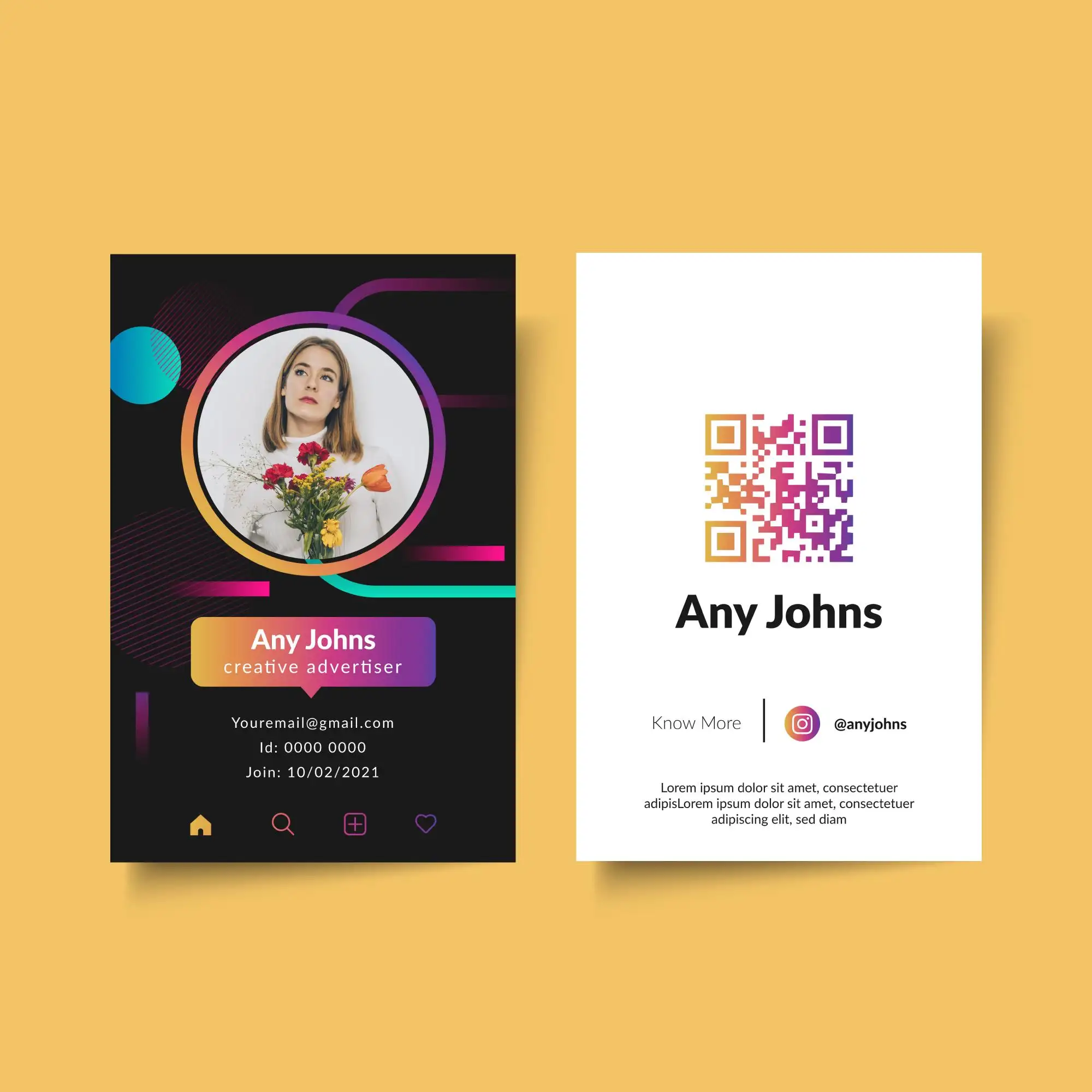 rofessional business cards featuring QR codes for instant social media profile sharing and digital networking